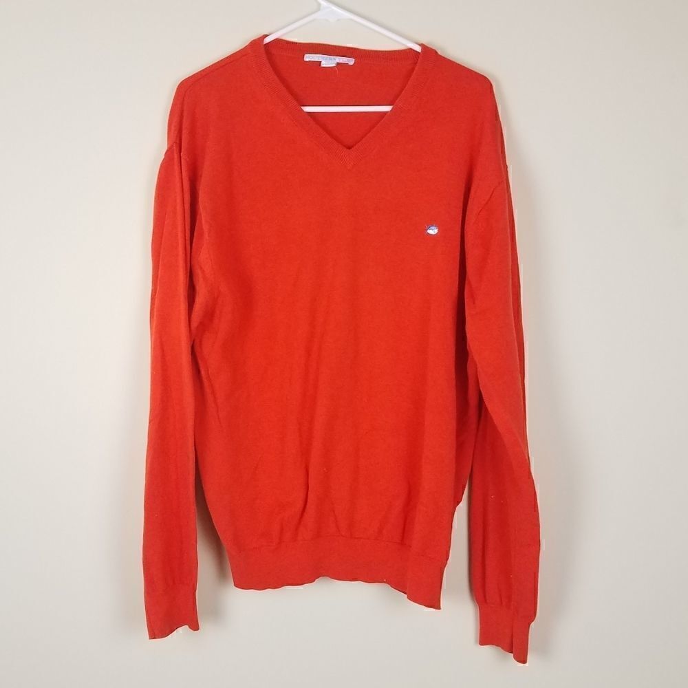Southern Tide Orange Vneck Men's Sweater Large